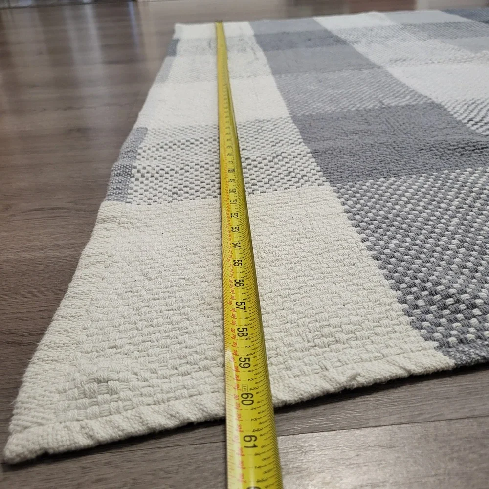 MUUTO‎ Loom Throw Modern Checkered Throw Blanket Gray White Scandinavian Design